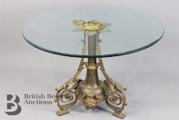 Baroque-Style Brass and Glass Coffee Table