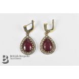 Pair of Silver and Rubellite Drop Earrings