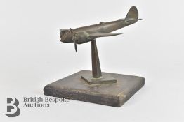 Brass Trench Art Model WWII Plane