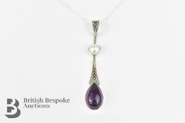 Silver and Amethyst Pendant and Chain