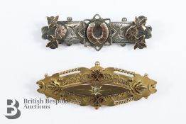 Edwardian 9ct Gold and Diamond Bar Brooch