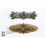 Edwardian 9ct Gold and Diamond Bar Brooch