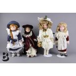 Four 20th Century Porcelain Dolls