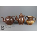 Two Pottery Barge Ware Teapots and Water Jug