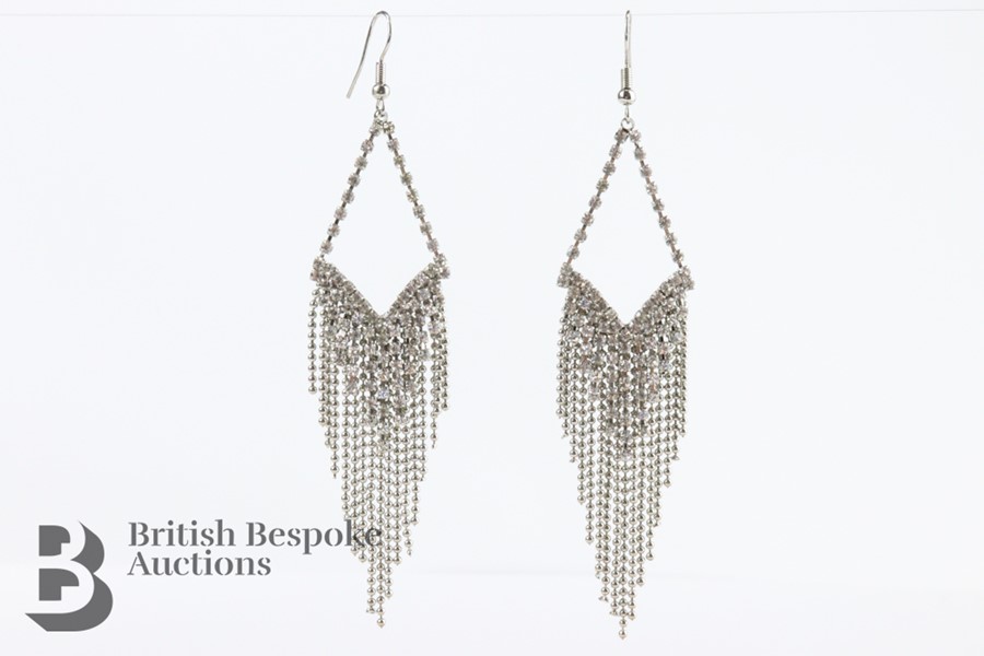 Pair of Silver and CZ Dress Earrings