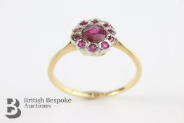 18ct Yellow Gold Ruby Cluster Ring