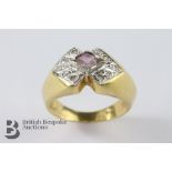 18ct Yellow Gold Amethyst and Diamond Ring