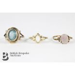 Two 9ct Yellow Gold Opal Rings