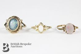 Two 9ct Yellow Gold Opal Rings