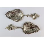 Pair of Continental Silver Serving Spoons
