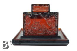 Rene Lalique Amber "Biches" Inkwell