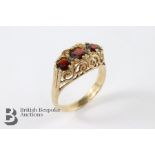 Antique 9ct Three Stone Garnet Ring