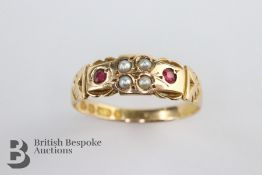 15ct Ruby and Pearl Ring