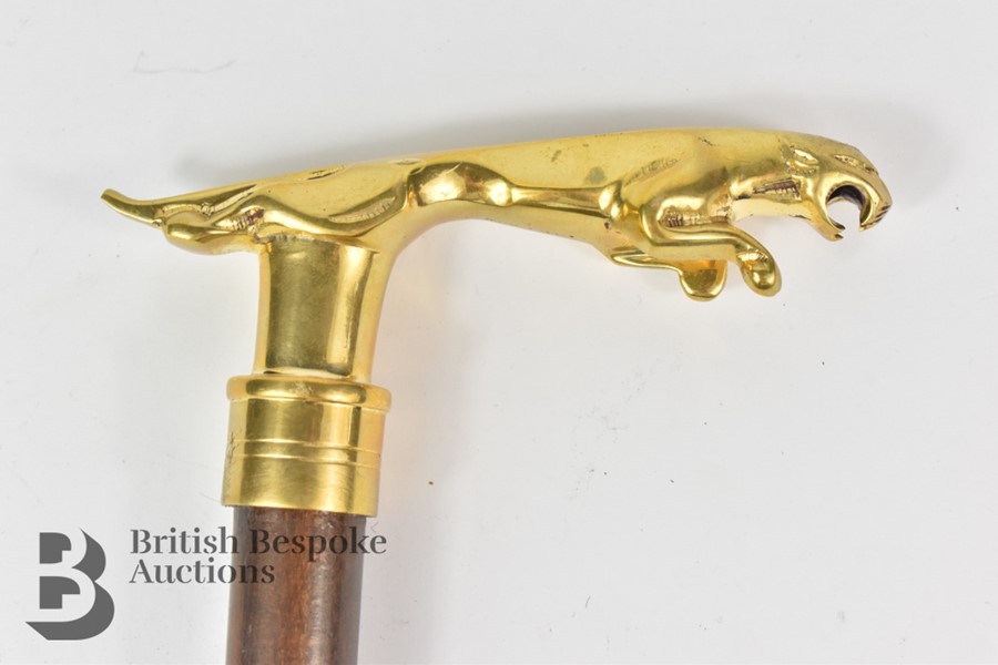 Jaguar 18ct Gold Plated 'Leaping Cat' Walking Cane Handle - Image 2 of 3