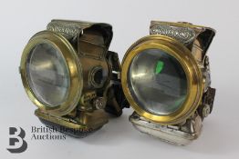 Early 20th Century Brass Lucas Silver King Bicycle Lamps