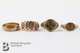 Four 9ct Gold Rings