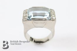 An 18ct White Gold 10ct Aquamarine and Diamond Ring