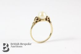 9ct Gold and Pearl Ring, and 9ct Gold and Zircon Ring
