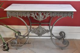 Marble Top Wrought Iron Console Table