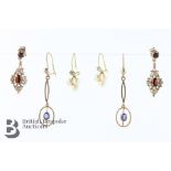 Three Pairs of 9ct Gold Earrings