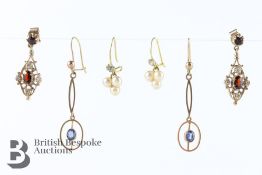 Three Pairs of 9ct Gold Earrings