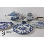 Large Collection of Blue and White Ceramics
