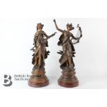 Pair of Large Spelter Figures