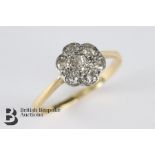 Lady's 18ct Gold and Platinum Diamond Cluster Ring