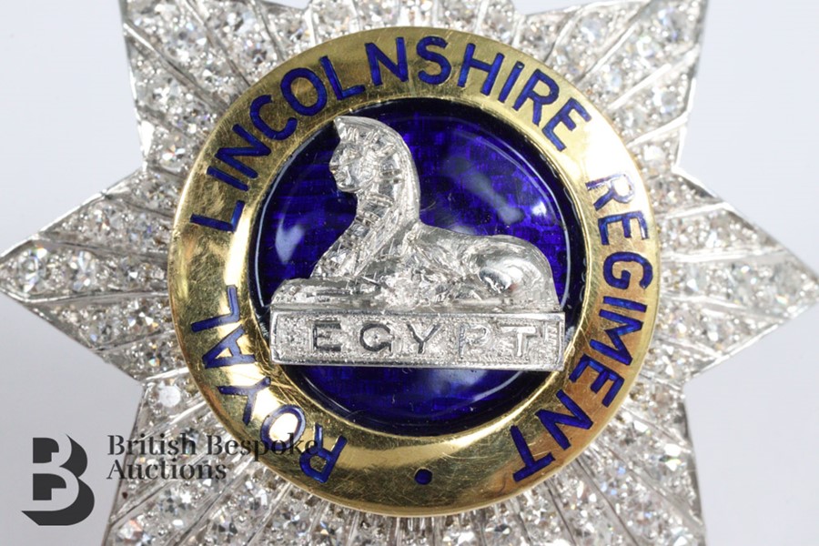 Royal Lincolnshire Regimental Diamond and Enamel Brooch - Image 6 of 8