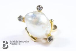 14ct Yellow Gold Baroque Pearl Ring