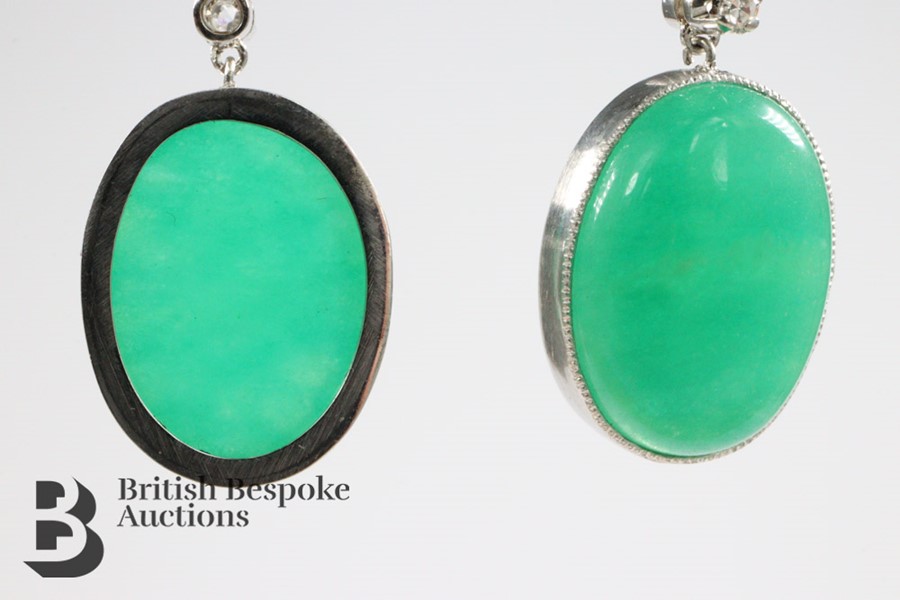 Pair of Green Jade and Diamond Earrings - Image 6 of 6