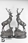 After Jules Moigniez Pair of Bronze Stags