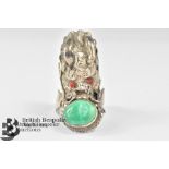 Chinese Silver and Jade Dragon Ring
