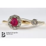 18ct Yellow Gold and Platinum Diamond and Ruby Ring