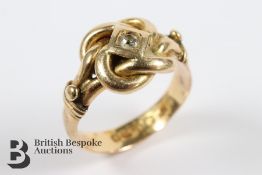 Edwardian 18ct Yellow Gold and Diamond Knot Ring