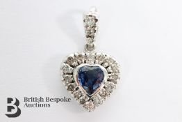 Peacock Blue Sapphire and Diamond Pendant