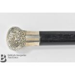 Ebonized Silver Topped Walking Cane