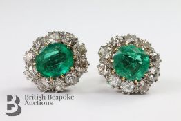 Antique Natural Colombian Emerald and Diamond Earrings
