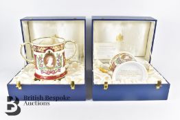 Two Limited Edition Queen Mother Commemorative Loving Cups