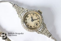 Art Deco Lady's Platinum and Diamond Rolex Wrist Watch