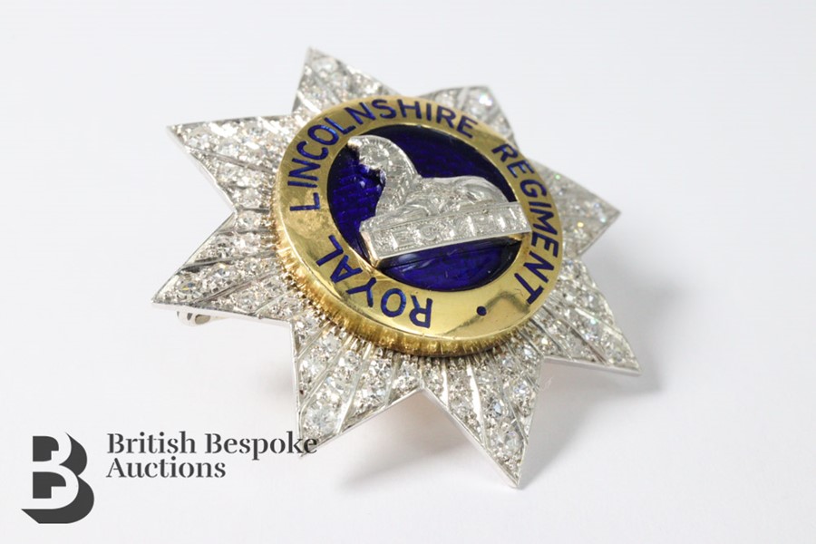 Royal Lincolnshire Regimental Diamond and Enamel Brooch - Image 4 of 8