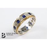 14ct Gold Yellow and White Gold Sapphire and Diamond Full Eternity Ring