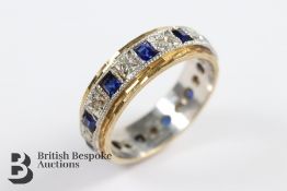 14ct Gold Yellow and White Gold Sapphire and Diamond Full Eternity Ring