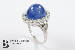 Stunning 8.49ct Cabochon Sapphire and Diamond Ring