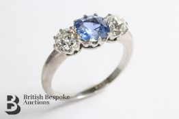 Cornflower Blue Sapphire and Diamond Ring