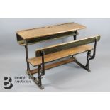 Child's Antique Double Desk and Bench Seat