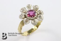 Ruby and Diamond Floral Ring