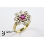 Ruby and Diamond Floral Ring