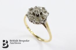 18ct Yellow Gold and Platinum Diamond Cluster Ring