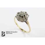 18ct Yellow Gold and Platinum Diamond Cluster Ring